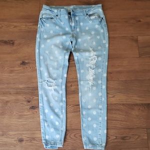 Distressed Polka Dot Skinny Jeans